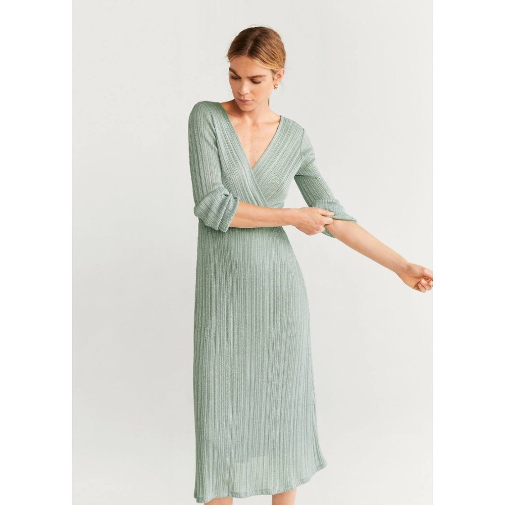 Mango Mint Lurex Metallic Thread Dress